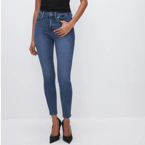 Good American Good Legs Skinny Cropped Ankle Jeans Blue Denim Size 6 Sculpting - Picture 1 of 14